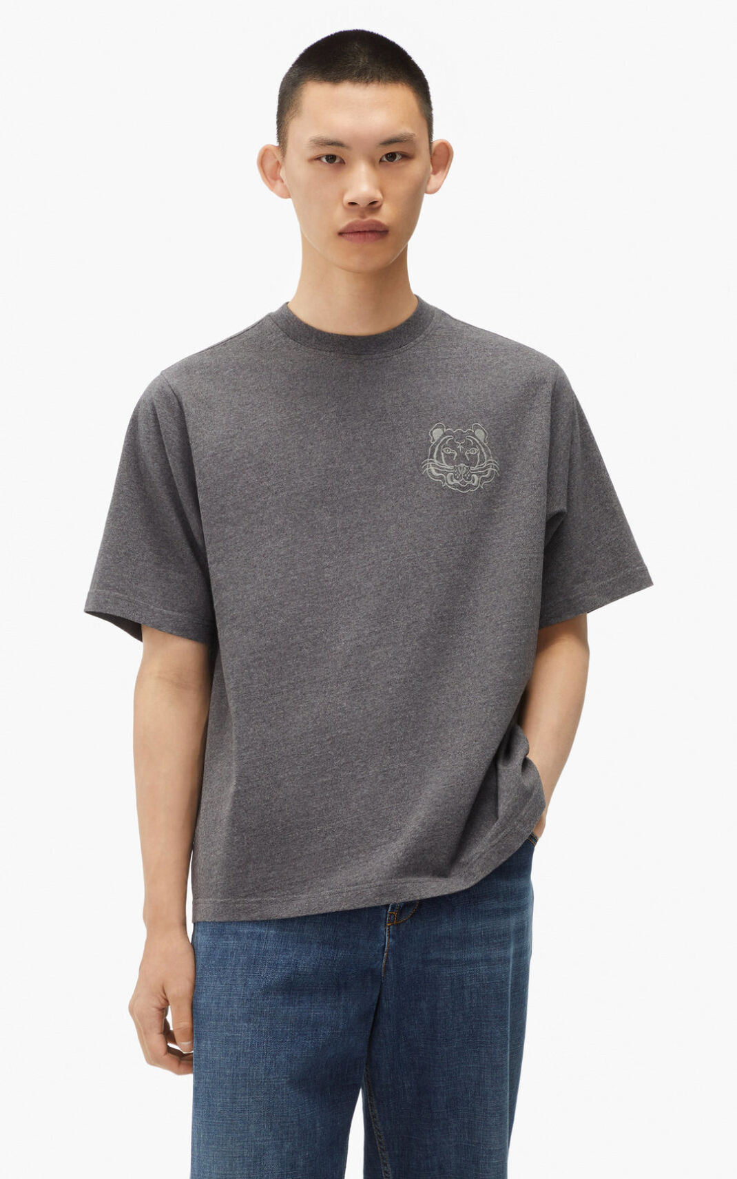 Camisetas Kenzo RE/relaxed casual Hombre Gris Oscuro QJK286470